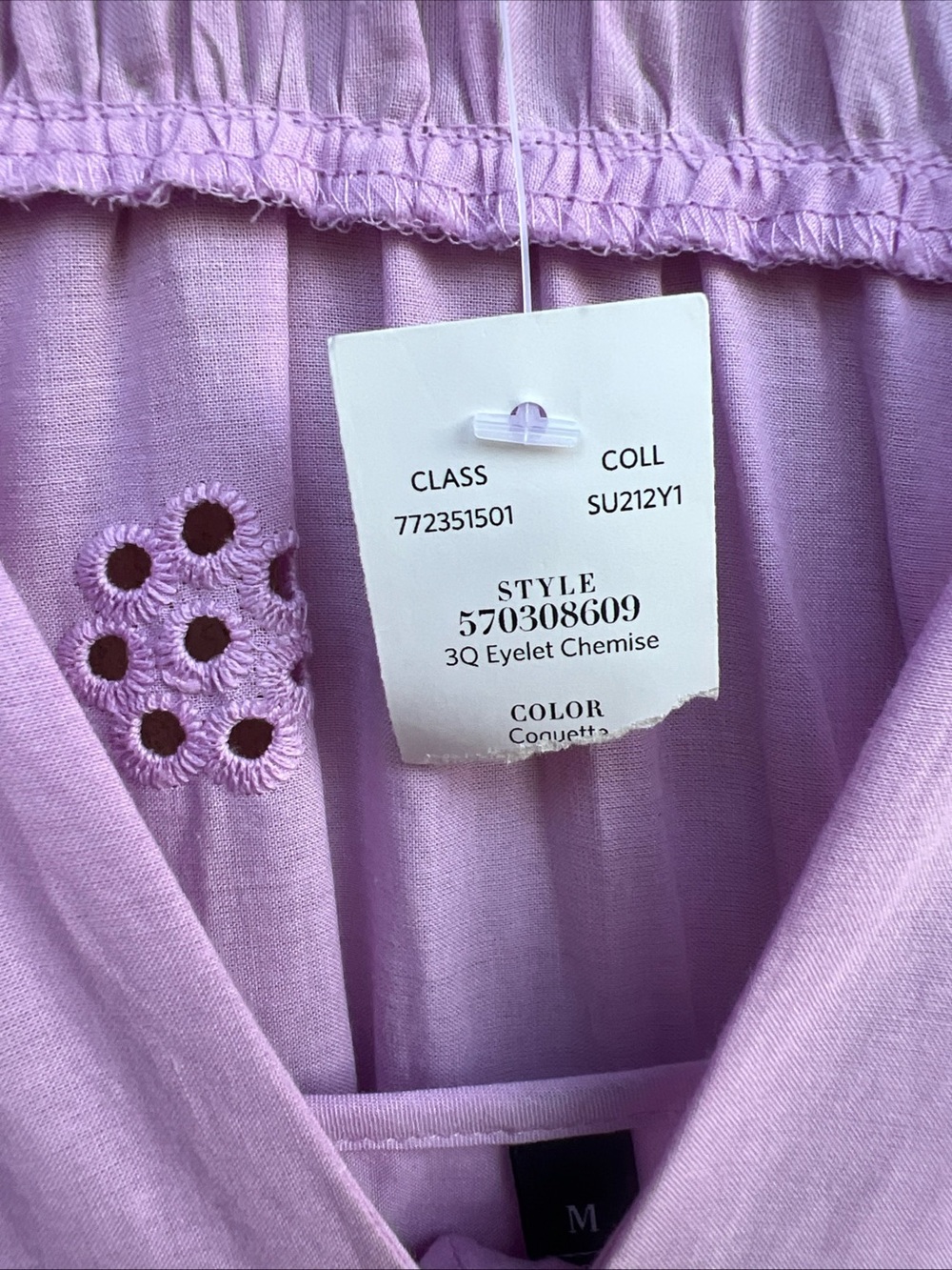 NWT White House Black Market Lavender Eyelet Chemise BALOON SLEEVES DRESS M/L - Picture 12 of 12
